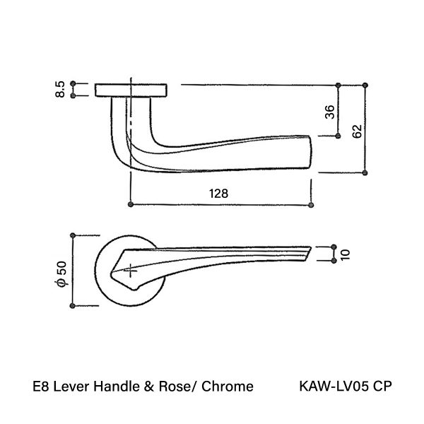Vinco KAW E8 Lever Handle & Rose/Chrome / KAW-LV05 CP - Image 2