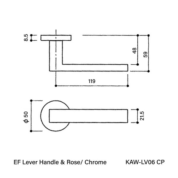 Vinco KAW FN Lever Handle/Round Rose/Chrome + Satin Nickel / KAW-LV13 CP/SN - Image 2