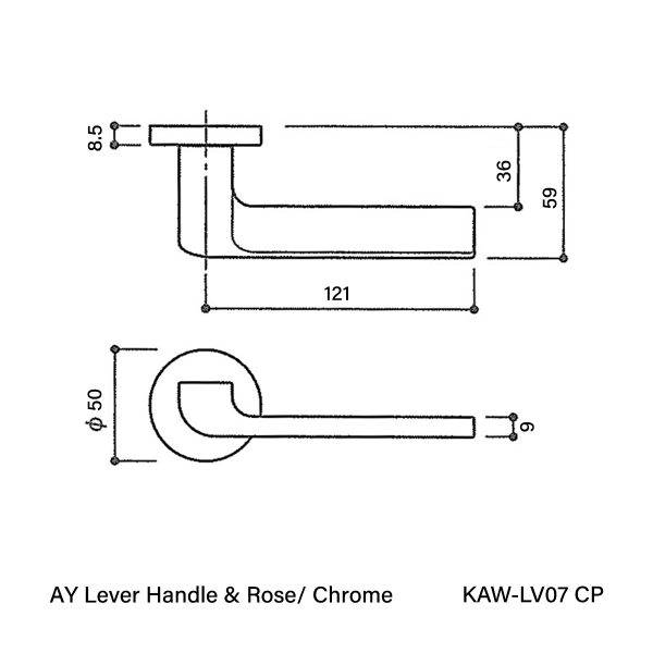 Vinco KAW AY Leverhandle and rose / Chrome KAW-LV07 CP - Image 2