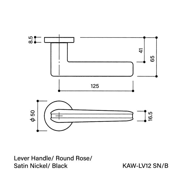 Vinco KAW FS Lever Handle/Round Rose/Satin Nickel / KAW-LV10 SN - Image 2
