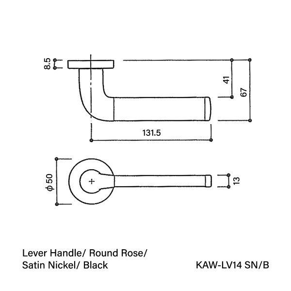 Vinco KAW FL Lever Handle/Round Rose/Satin Nickel+Black / KAW-LV14 SN/B - Image 2