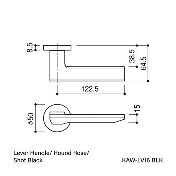 Vinco KAW FJ Lever Handle with Rose & Escutcheon / KAW-LV16 FJ - Image 2