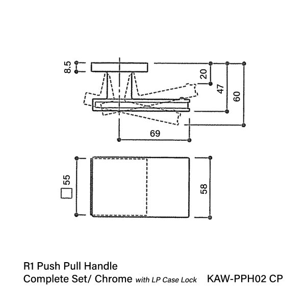 Vinco KAW R1 Push Pull Complete Set/Chrome with LP Case Lock /KAW-PPH02 CP - Image 2