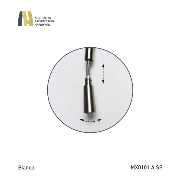 BIANCO PULL OUT KITCHEN MIXER SILVER STAINLESS STEEL - Image 3