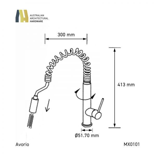 Avorio - Stainless Steel Kitchen Mixer (Pull Out) - MX0101 - Image 2