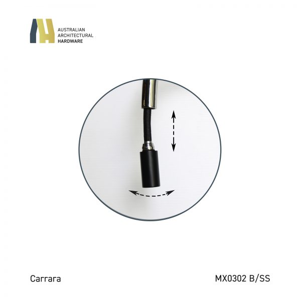 CARRARA BLACK PULL-OUT NOZZLE KITCHEN MIXER - Image 3
