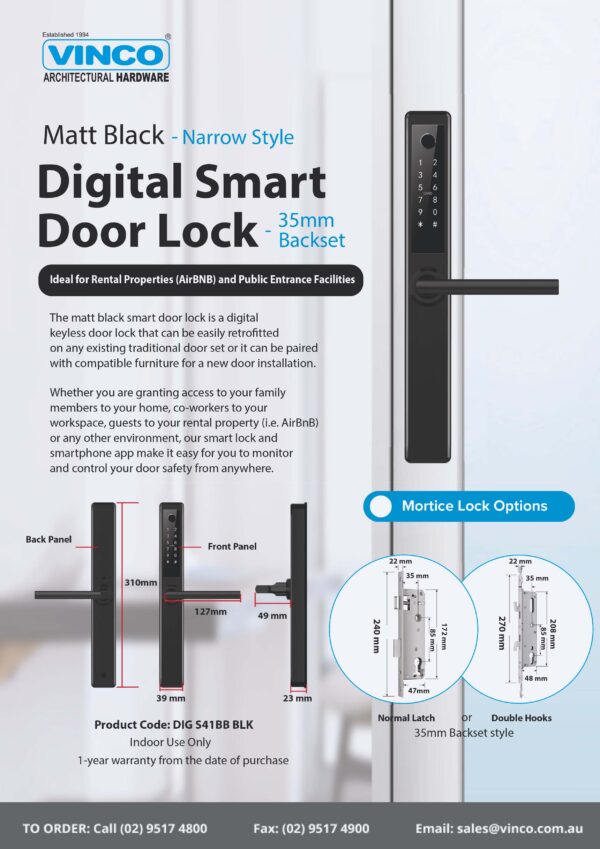 Smart Digital Lock Narrow Style - Image 3