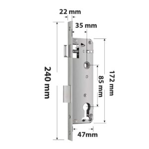 Mortice lock for Smart Digital Lock Narrow Style DIG S41BB – 35mm Backset