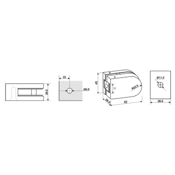 Glass Fittings 304 Grade Stainless Steel – GB55FB - Image 2