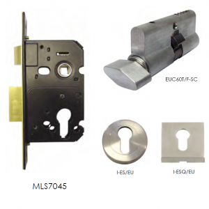 Euro Mortice Lock - Short Case with Cylinder & Turn & Escutcheon Kit