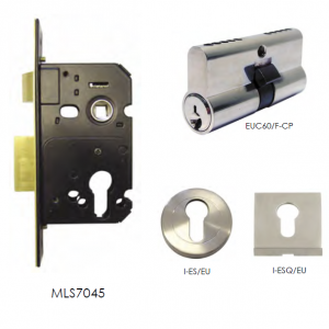 Euro Mortice Lock - Short Case with Double Cylinder & Escutcheon Kit