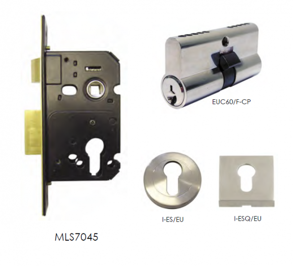 Euro Mortice Lock - Short Case with Double Cylinder & Escutcheon Kit