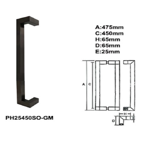 PH25450SO- AB STAINLESS STEEL SO B/B PULL HANDLE - Image 2