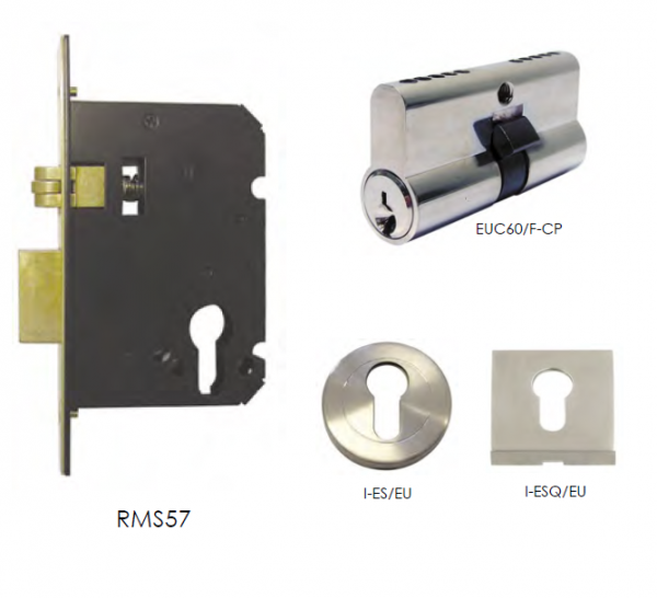 Roller Mortice Lock - Short Case with Double Cylinder & Escutcheon Kit