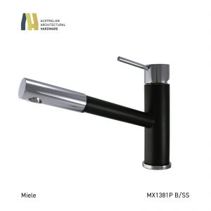 MIELE Round Top Pull Out Nozzle Mixer in Black - MX1381P B/SS