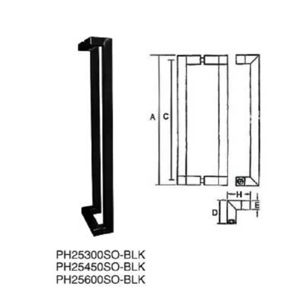 PH25300SO-BLK D B/B PULL HANDLE - MATT BLK